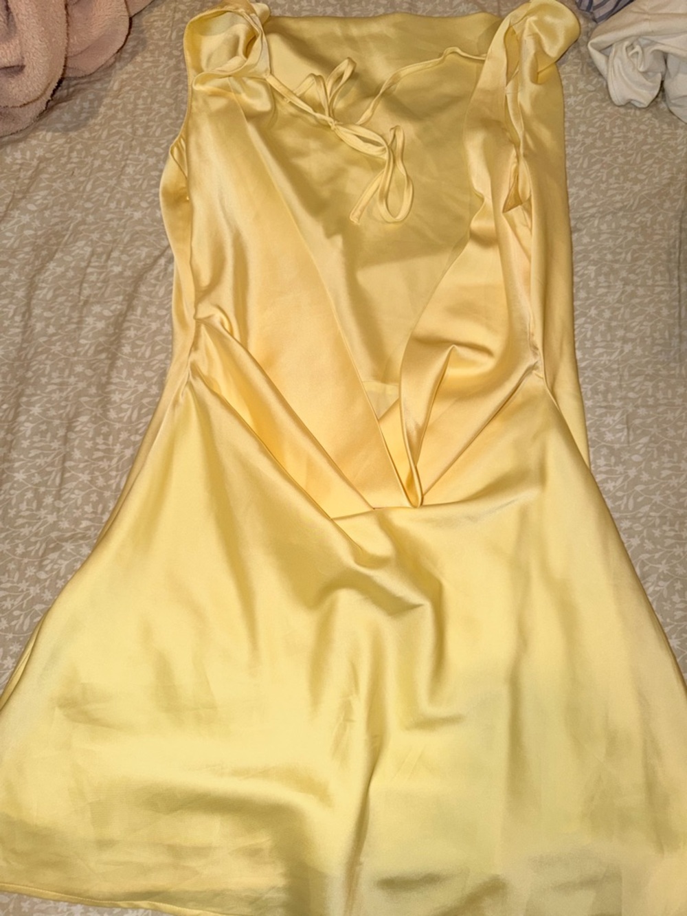 Peppermayo Pale Yellow Satin Mini Slip Dress